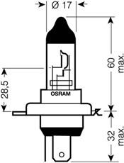 H4 12V-60/55W (P43t) Osram Night Breaker Unlimited (2шт.) 