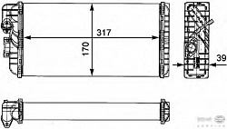Радиатор печки MERCEDES-BENZ LK/LN2,T2/LN1 бортовой,T2/LN1 Одноосный тягач,T2/LN1 самосвал,T2/LN1 фургон/универсал,VARIO фургон/универсал