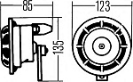 Звук. сигнал 12V B133 (78W,  375/500 Гц, 118dB) чёрн.
