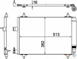 Конденсатор, кондиционер, с осушителем CITROEN C5 II (RC_),C5 II Break (RE_),C5 III (RD_),C5 III Break (TD_),C6 (TD_) PEUGEOT 407 (6D_),407 SW (6E_),407 купе (6C_)