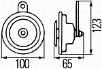 Звук. сигнал 12V M100 (42W, 335 Hz, 113dB) чёрн. б/уп.