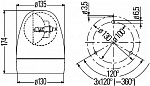 Проблесковый маячок, Rotafix F (H1) жёлтый, 12/24V