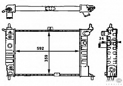 РАДИАТОР ОХЛ. ДВС OPEL ASTRA F 1,4-2,0L 91-98 (AКПП/С АС)