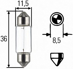 Лампа C5W 24V-5W (SV8,5)