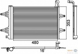 Конденсатор, кондиционер, с осушителем SEAT CORDOBA (6L2),IBIZA IV (6L1),IBIZA V (6J5),IBIZA V SPORTCOUPE (6J1) SKODA FABIA (6Y_),ROOMSTER (5J) VW FOX (5Z1, 5Z3),POLO (6R_),POLO (9N_)