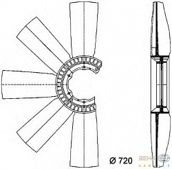 КРЫЛЬЧАТКА ВЕНТИЛЯТОРА, ОХЛАЖДЕНИЕ ДВИГАТЕЛЯ - АВТОМОБИЛЬ КОММЕРЧ. НАЗНАЧЕНИЯ