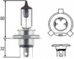 H4 12V- 60/55W (P43t) (+120% света) (18 шт.)