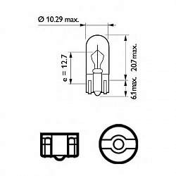 Лампа W3W 24V-3W (W2,1x9,5d)