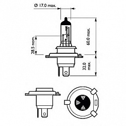 H4 12V- 60/55W (P43t) (белый свет с голубым оттенком, для рефлекторных фар) Color Vision (2 шт.)