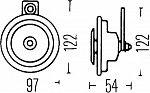 Звуковой сигнал M26 2-х тональный (400/335) 66W 12V (комплект)