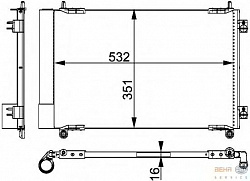 Конденсатор, кондиционер, с осушителем PEUGEOT 206 CC (2D),206 SW (2E/K),206 Хэтчбек (2A/C)