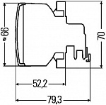 D66мм Фонарь задний противотуманный H21W 12V