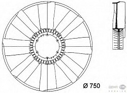 КРЫЛЬЧАТКА ВЕНТИЛЯТОРА D=750MM