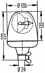 Проблесковый маячок, KL Rotaflex FL (H1) жёлтый, на трубу 24V