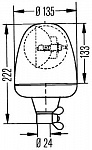 Проблесковый маячок, KL Rotaflex FL (H1) жёлтый, на трубу 24V