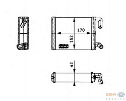 Радиатор печки, снизу MERCEDES-BENZ O 402,O 405,O 407,O 408