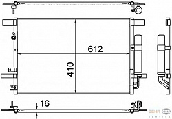 Конденсатор, кондиционер, с осушителем CITROEN C-CROSSER (EP_) MITSUBISHI LANCER SPORTBACK (CX_A),LANCER седан (CY/Z_A),OUTLANDER II (CW_W) PEUGEOT 4007 (GP_)