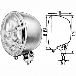 External  Фара дополнительная (H4; d157; без габарита; серебряный корпус)