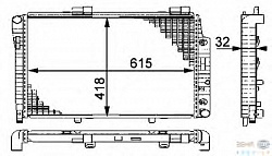 Радиатор охлаждения MB W202 1.8-2.8 МКПП/+AC