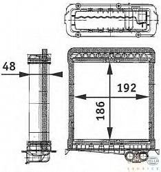 РАДИАТОР ПЕЧКИ VOLVO 850/S70/C70/V70  91-02 (192X186X48MM)