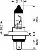 H4 12V-60/55W (P43t) Osram Night Breaker Unlimited (2шт.) 