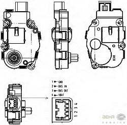 Регулировочный элемент, смесительный клапан AUDI A4 (8K2, B8),A4 Allroad (8KH, B8),A4 Avant (8K5, B8),A5 (8T3),A5 Sportback (8TA),A5 кабрио (8F7),Q5 (8R) BMW 5 (F07, F10, F11, F18),6 (F06, F12, F13)