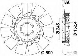 Крыльчатка вентилятора, охлаждение двигателя RENAULT TRUCKS Midlum