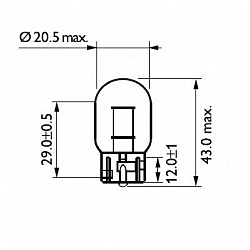 W21W 12V-21W (W3x16d) (блистер 2шт.)