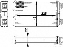 Радиатор печки, с фланцем, с винтами NISSAN INTERSTAR (X70) OPEL MOVANO бортовой (U9, E9),MOVANO Combi (J9),MOVANO самосвал (H9)