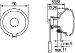 D90мм Фонарь габарит/стоп красный (без упаковки 24V)