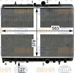 Радиатор охлаждения двигателя CITROEN C4 I (LC_),C4 купе (LA_),XSARA (N1),XSARA Break (N2),XSARA купе (N0) PEUGEOT 307 (3A/C),307 Break (3E),307 CC (3B),307 SW (3H)