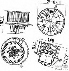 Моторчик печки AUDI A3 (8P_),Q3 (8U) SEAT ALHAMBRA (710),ALTEA (5P1),ALTEA XL (5P5, 5P8),LEON (1P1),TOLEDO III (5P2) SKODA OCTAVIA (1Z3,1Z5),SUPERB (3T4),SUPERB универсал (3T5),YETI (5L) VW 