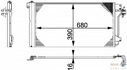 Конденсатор, кондиционер, с осушителем VW MULTIVAN V (7HM, 7HN, 7HF, 7EF, 7EM, 7EN),TRANSPORTER V (7JD, 7JE, 7HB, 7HJ, 7EB, 7EJ, 7EF),TRANSPORTER V фургон (7HA, 7HH, 7EA, 7EH)