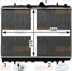 Радиатор охлаждения двигателя CITROEN C-ELYSEE,C2 (JM_),DS3,DS3 кабрио PEUGEOT 1007 (KM_),2008,207 (WA_, WC_),207 CC (WD_),207 SW (WK_),208,301